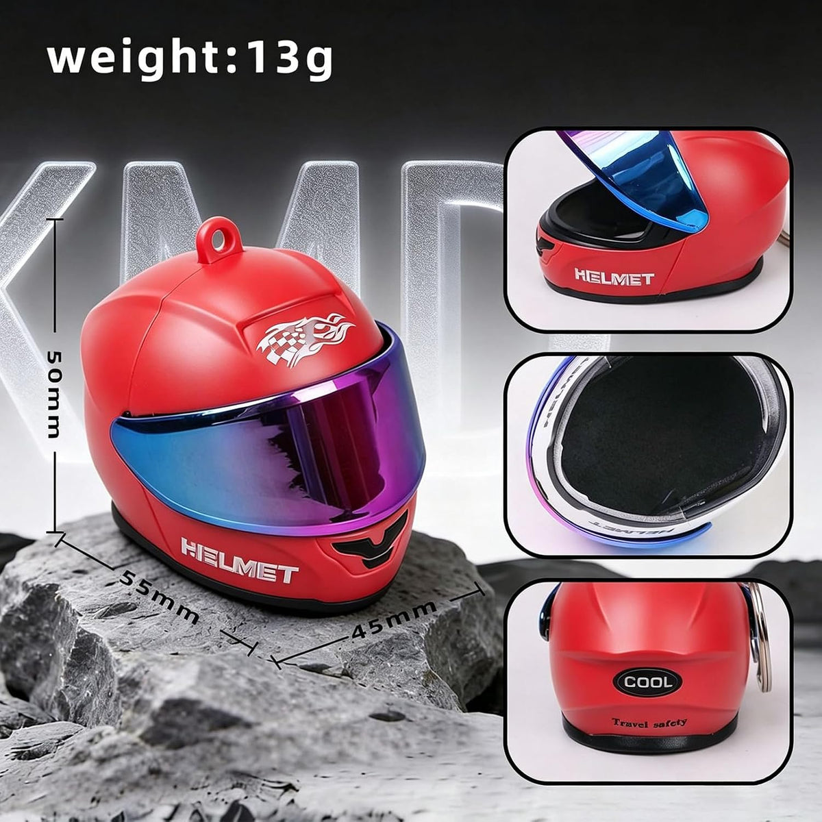 Mini Motorcycle Helmet Keychain Set
