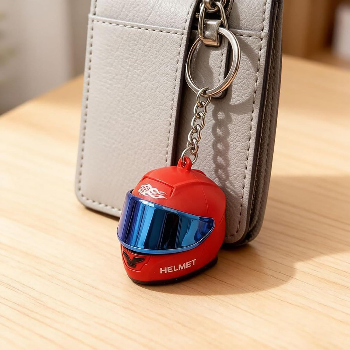 Mini Motorcycle Helmet Keychain Set