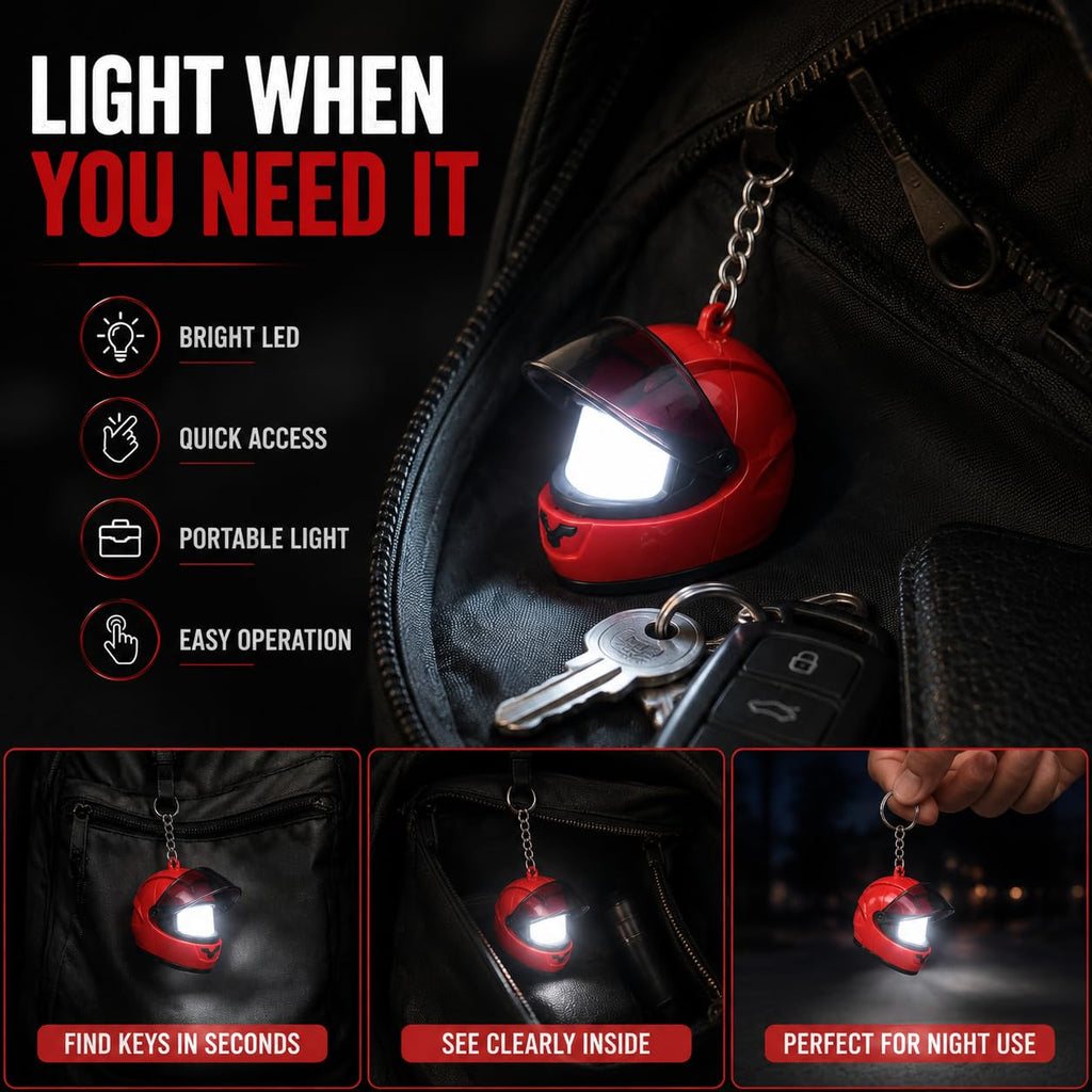 LED Motorcycle Helmet Keychain Light