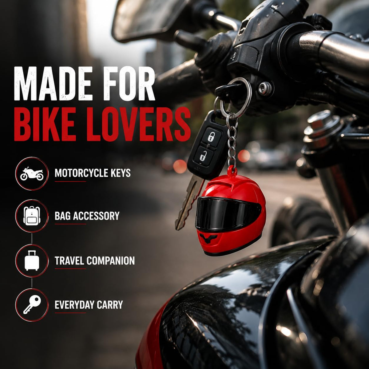 LED Motorcycle Helmet Keychain Light